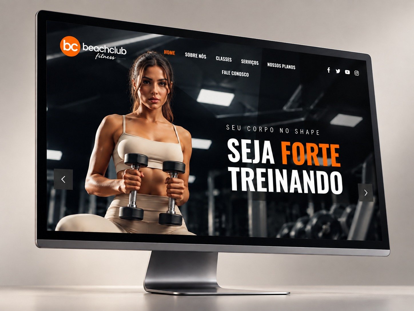 Mockup do site da academia Beach Club Fitness